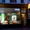 CBD LED shop sign hanging outside a B.C. dispensary