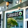 Cannabis Dispensary LED signage on a storefront during daylight