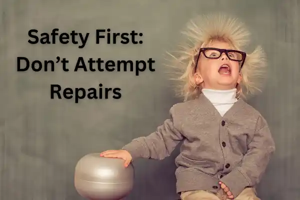 Safety First: Don't attempt repairs on LED signs. A blonde haired noy with static hair standing on end.